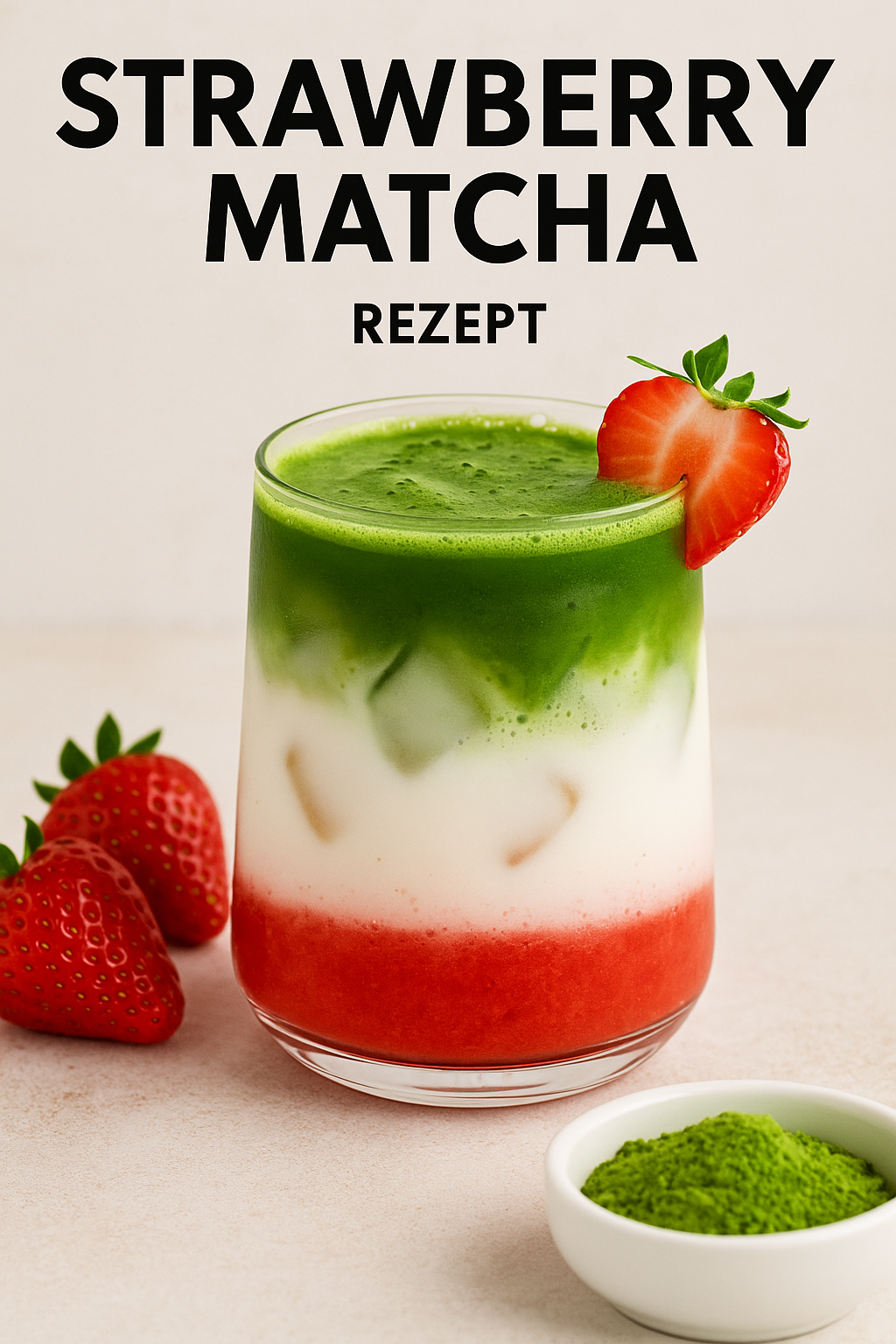 Strawberry Matcha on Ice